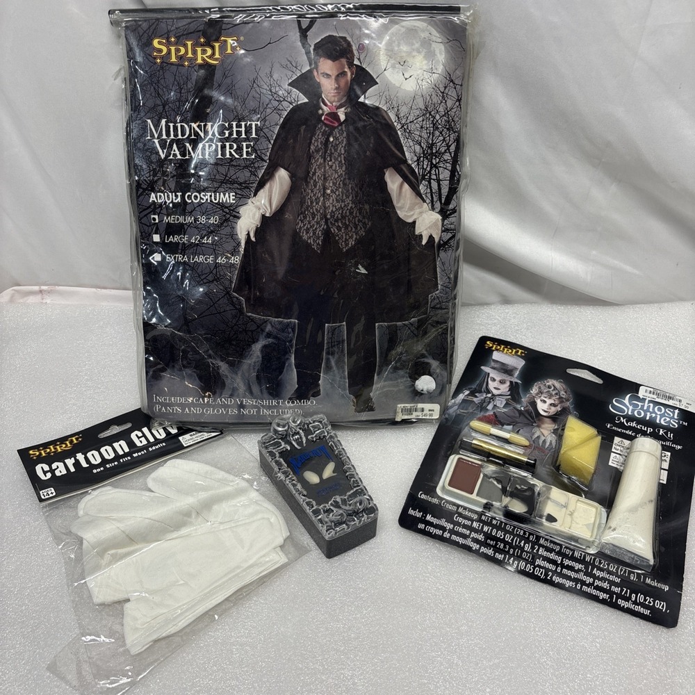 Midnight Vampire Halloween Costume Men's Medium Gloves And Teeth 2013 Makeup